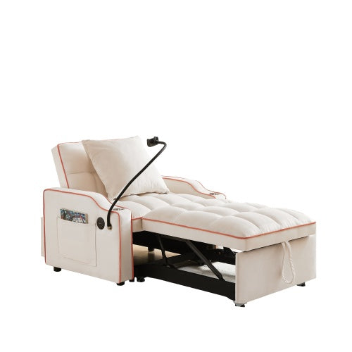 3-in-1 Sofa Bed, Convertible Sleeper Chair Sofa Bed Adjustable Pull Out Sleeper Chair Bed Multi-Pockets Folding Sofa Bed For Living Room Bedroom Small Space